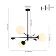 Load image into Gallery viewer, Farmhouze Light - Mid - Century 3 - Light Frosted Glass Globe Sputnik Chandelier - Chandelier - Black - 
