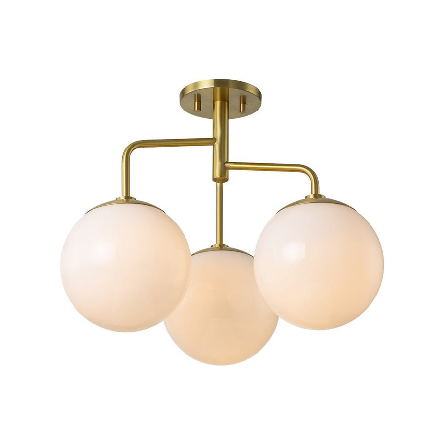 Farmhouze Light - Mid Century 3 - Light Milky Glass Globe Semi Flush Mount - Ceiling Light - 4 Bulbs - 