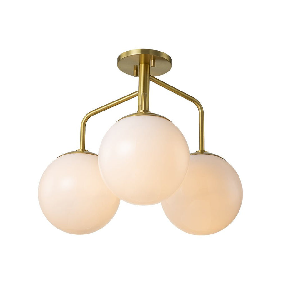 Farmhouze Light - Mid Century 3 - Light Milky Glass Globe Semi Flush Mount - Ceiling Light - 4 Bulbs - 