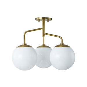 Farmhouze Light - Mid Century 3 - Light Milky Glass Globe Semi Flush Mount - Ceiling Light - 4 Bulbs - 