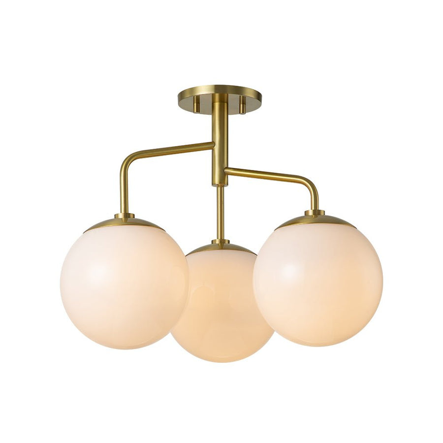 Farmhouze Light - Mid Century 3 - Light Milky Glass Globe Semi Flush Mount - Ceiling Light - 4 Bulbs - 