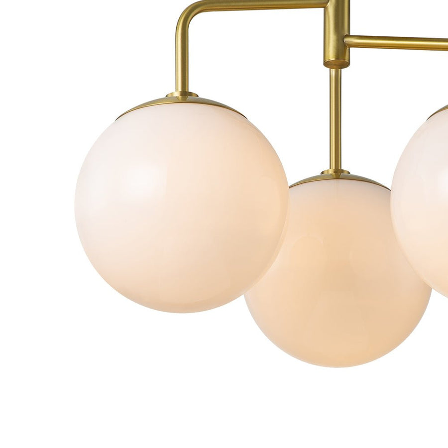 Farmhouze Light - Mid Century 3 - Light Milky Glass Globe Semi Flush Mount - Ceiling Light - 4 Bulbs - 