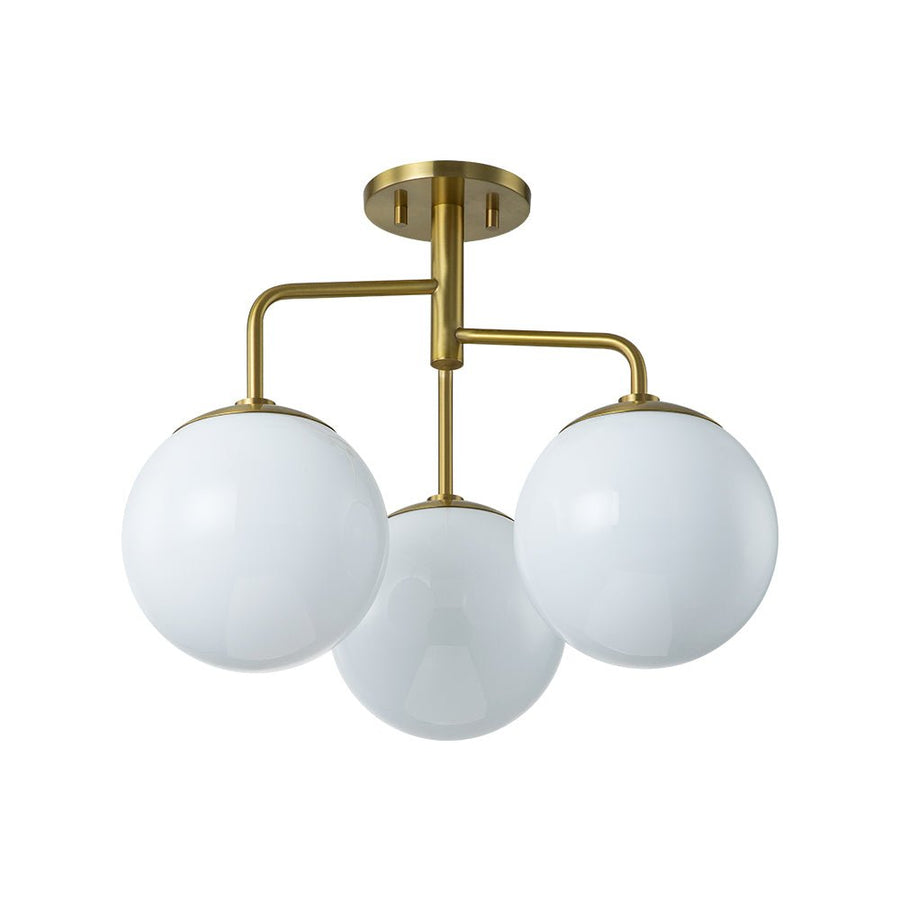 Farmhouze Light - Mid Century 3 - Light Milky Glass Globe Semi Flush Mount - Ceiling Light - 4 Bulbs - 