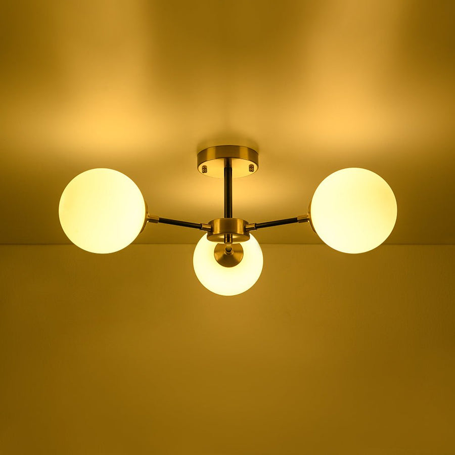 Farmhouze Light - Mid Century 3 - Light Milky White Glass Globe Ceiling Light - Ceiling Light - 26 in. - 