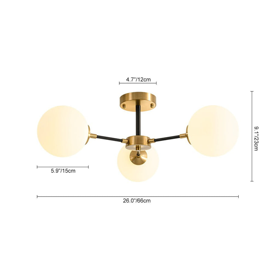 Farmhouze Light - Mid Century 3 - Light Milky White Glass Globe Ceiling Light - Ceiling Light - 26 in. - 