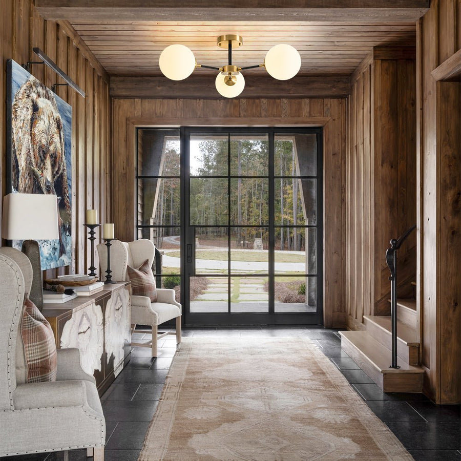 Farmhouze Light - Mid Century 3 - Light Milky White Glass Globe Ceiling Light - Ceiling Light - 26 in. - 