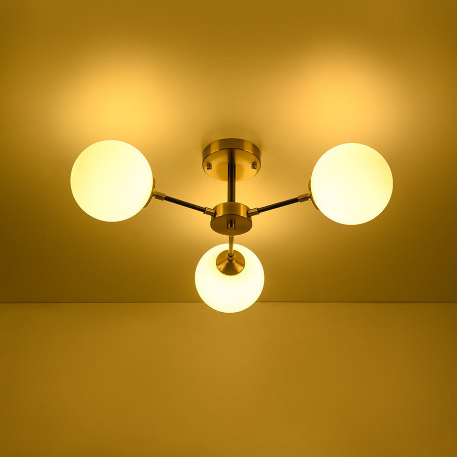Farmhouze Light - Mid Century 3 - Light Milky White Glass Globe Ceiling Light - Ceiling Light - 26 in. - 