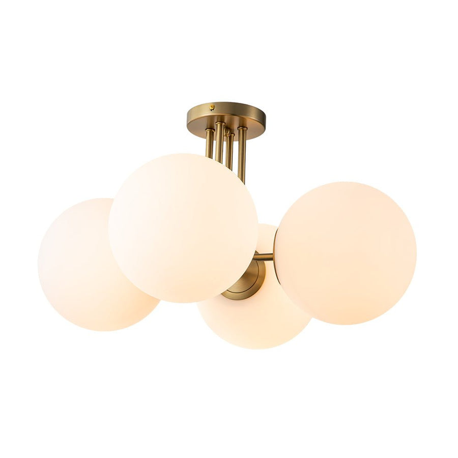 Farmhouze Light - Mid Century 4 - Light Frosted Glass Globe Semi Flush Mount - Ceiling Light - 4 Bulbs - 