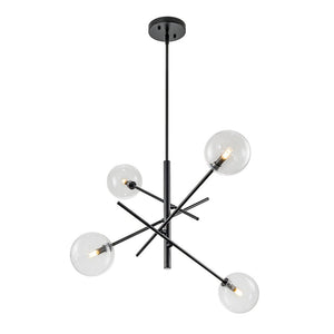 Farmhouze Light - Mid - Century 6 - Light Clear Glass Bubble Sputnik Chandelier - Chandelier - Black/4 - Light - 