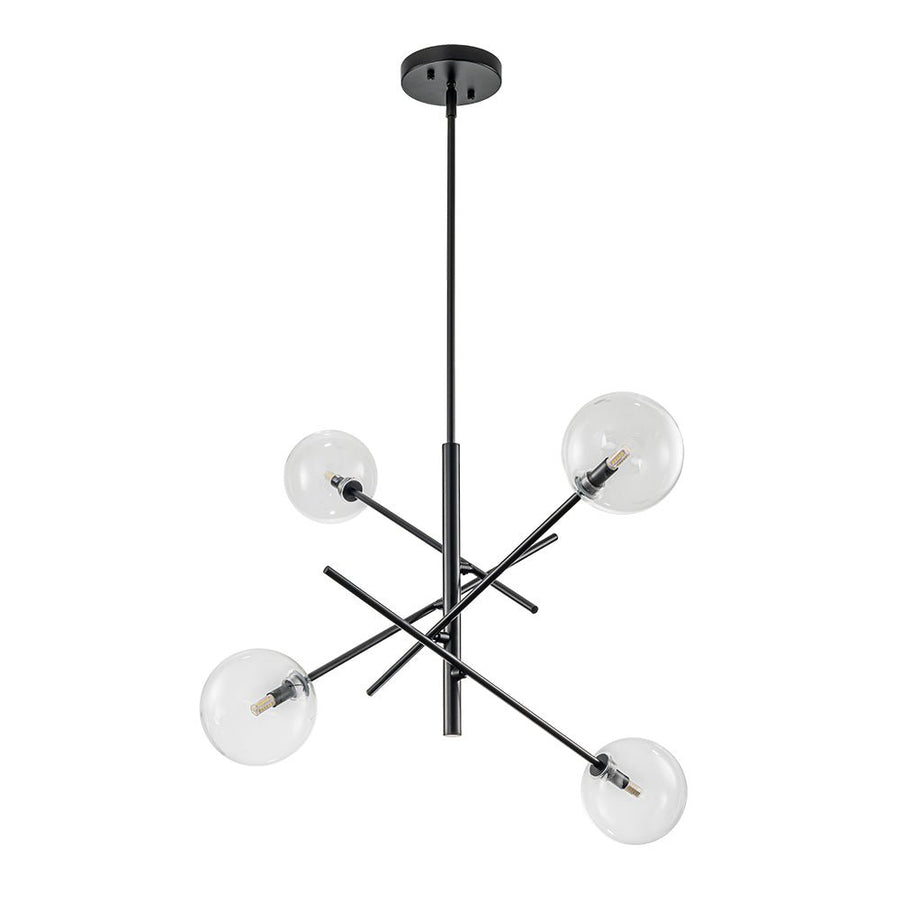 Farmhouze Light - Mid - Century 6 - Light Clear Glass Bubble Sputnik Chandelier - Chandelier - Black/4 - Light - 