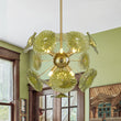 Load image into Gallery viewer, Farmhouze Light - Mid - Century 6 - Light Green Leaf Sunburst Sputnik Chandelier - Chandelier - 19 in - 
