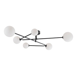 Farmhouze Light - Mid - Century 6 - Light Milky Bubble Abstract Sputnik Ceiling Light - Ceiling Light - Black - 