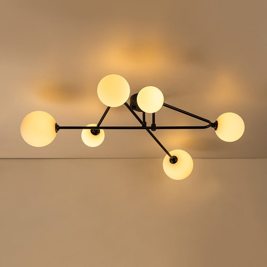 Farmhouze Light - Mid - Century 6 - Light Milky Bubble Abstract Sputnik Ceiling Light - Ceiling Light - Black - 