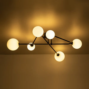 Farmhouze Light - Mid - Century 6 - Light Milky Bubble Abstract Sputnik Ceiling Light - Ceiling Light - Black - 