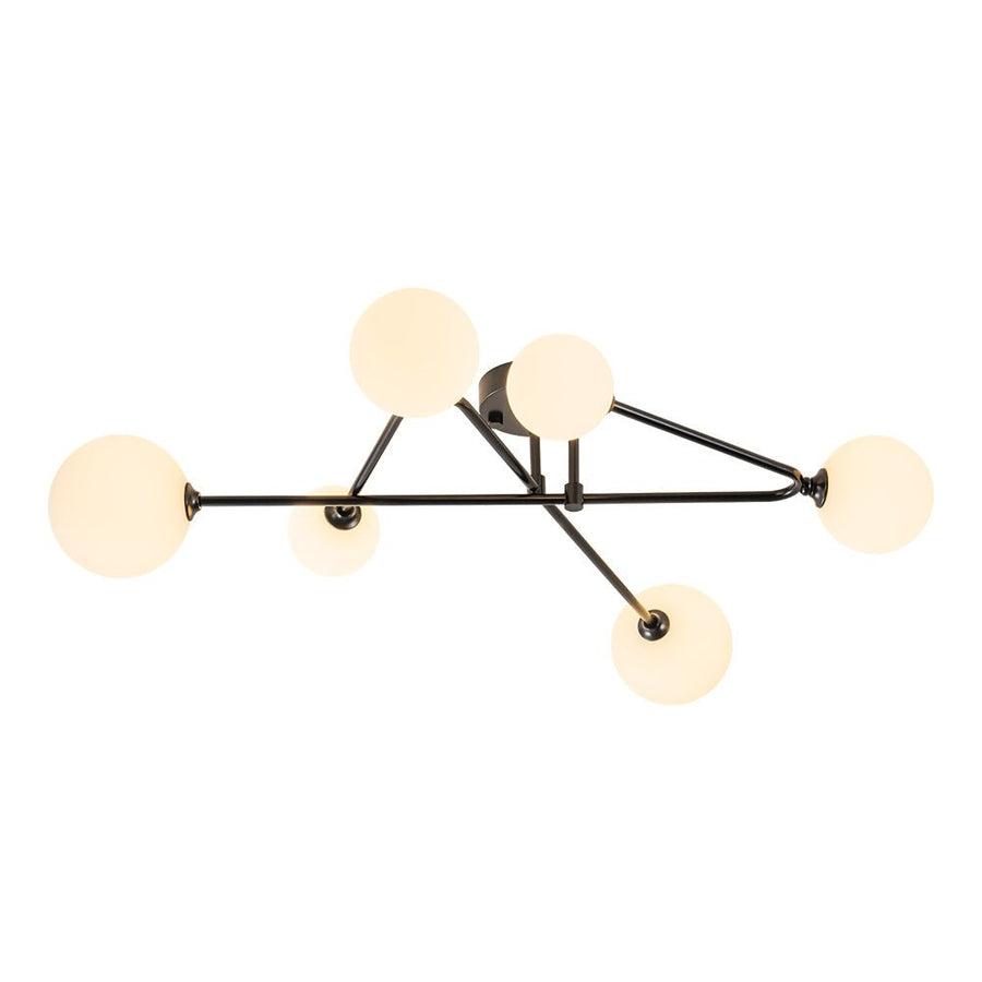 Farmhouze Light - Mid - Century 6 - Light Milky Bubble Abstract Sputnik Ceiling Light - Ceiling Light - Black - 