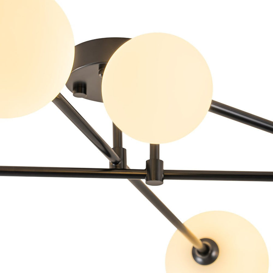 Farmhouze Light - Mid - Century 6 - Light Milky Bubble Abstract Sputnik Ceiling Light - Ceiling Light - Black - 