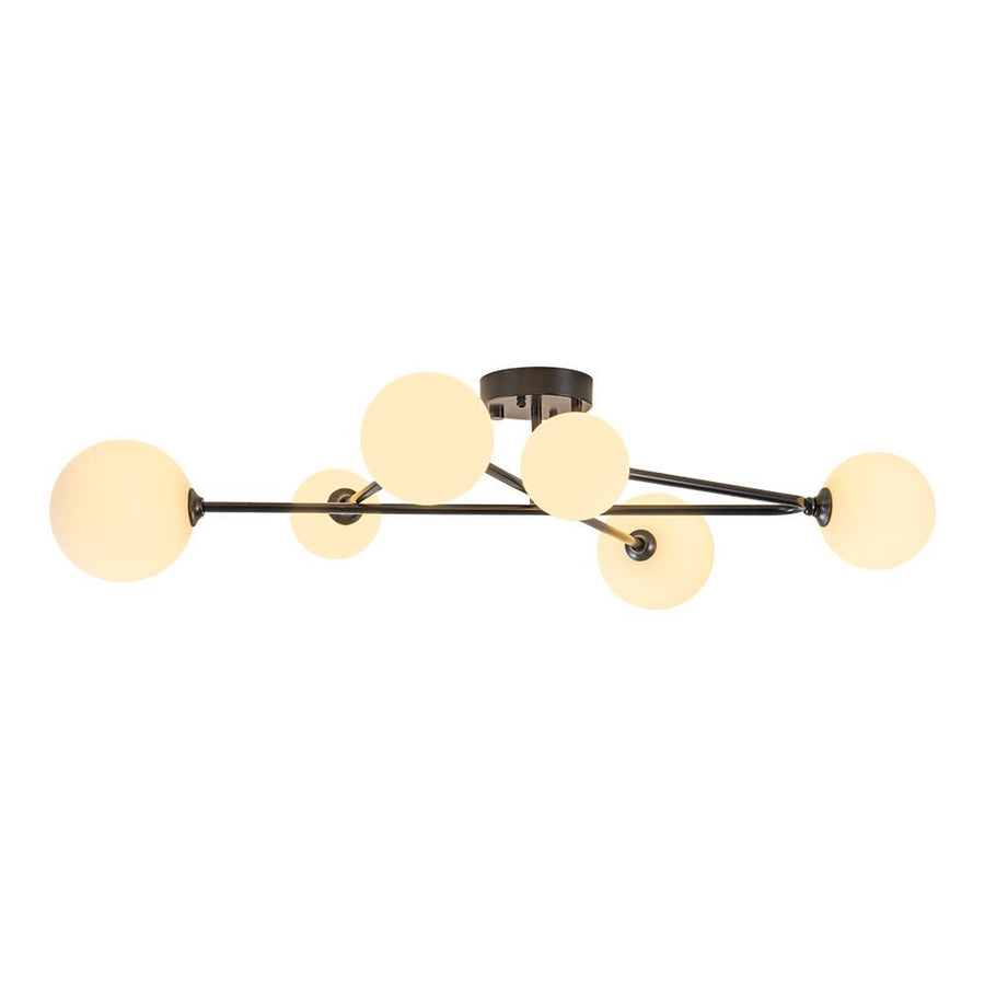 Farmhouze Light - Mid - Century 6 - Light Milky Bubble Abstract Sputnik Ceiling Light - Ceiling Light - Black - 