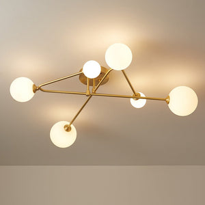 Farmhouze Light - Mid - Century 6 - Light Milky Bubble Abstract Sputnik Ceiling Light - Ceiling Light - Brass - 