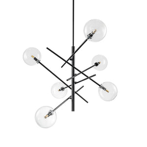 Farmhouze Light - Mid - Century 8 - Light Clear Glass Bubble Sputnik Chandelier - Chandelier - Black - 