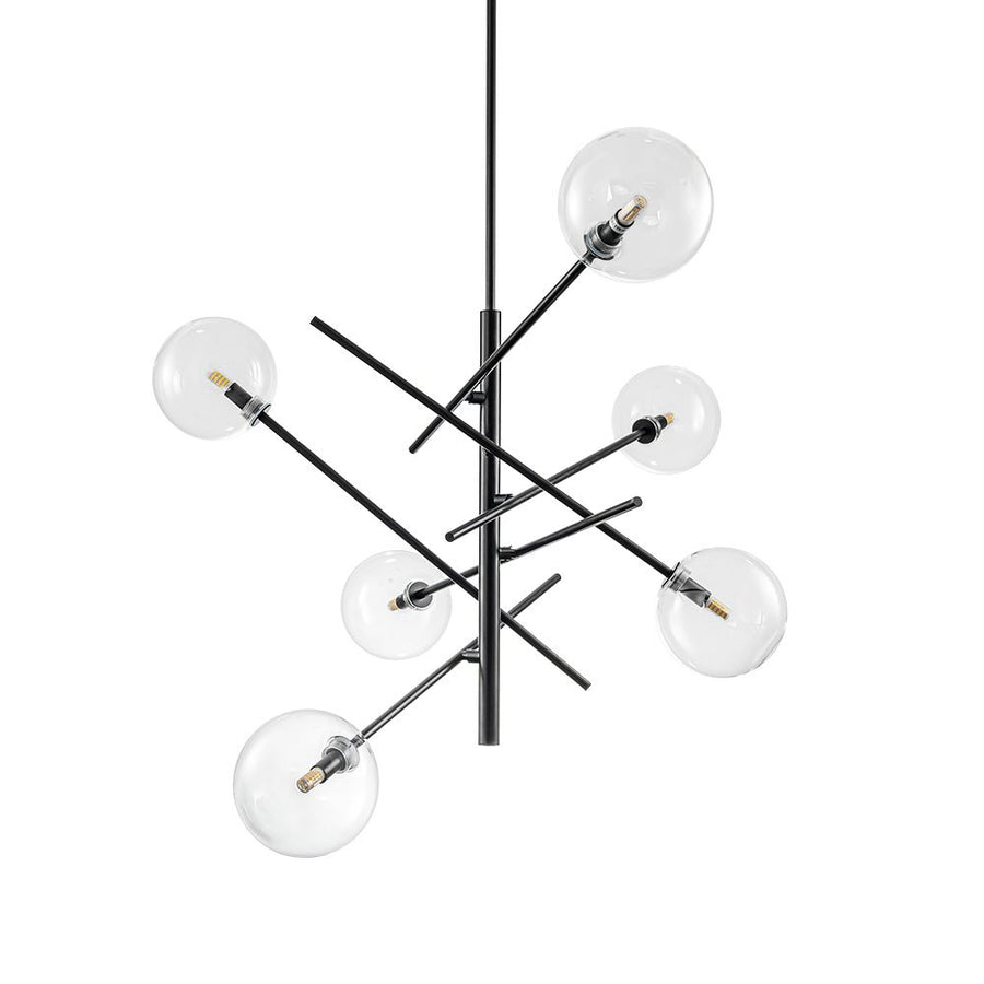 Farmhouze Light - Mid - Century 8 - Light Clear Glass Bubble Sputnik Chandelier - Chandelier - Black - 