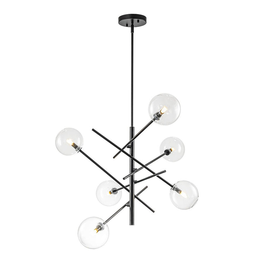 Farmhouze Light - Mid - Century 8 - Light Clear Glass Bubble Sputnik Chandelier - Chandelier - Black - 