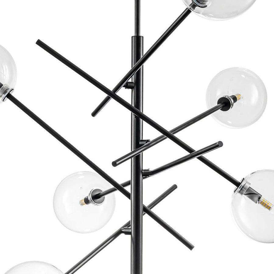 Farmhouze Light - Mid - Century 8 - Light Clear Glass Bubble Sputnik Chandelier - Chandelier - Black - 