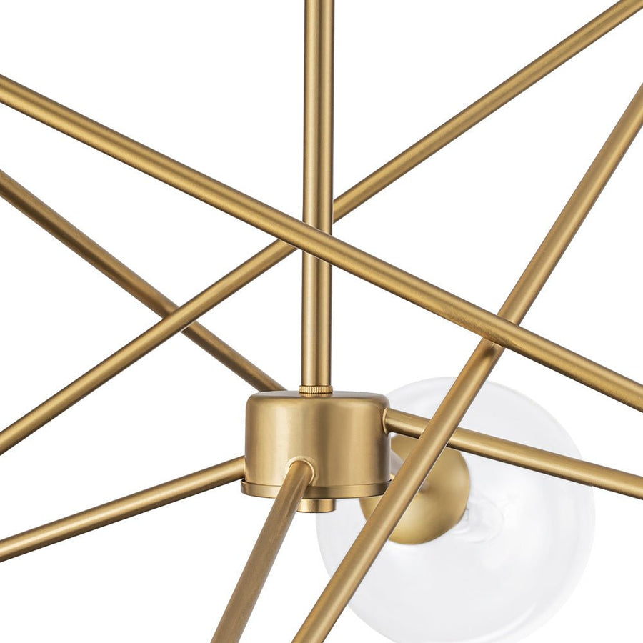 Farmhouze Light - Mid - Century Brass 6 - Light Glass Globe Sputnik Chandelier - Chandelier - Brass - 