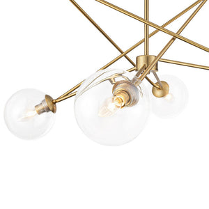 Farmhouze Light - Mid - Century Brass 6 - Light Glass Globe Sputnik Chandelier - Chandelier - Brass - 