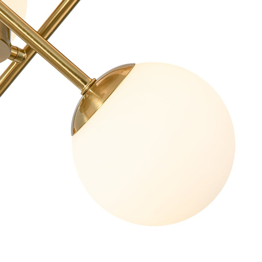 Farmhouze Light - Mid - Century Brass Frosted Glass Globe Sputnik Ceiling Light - Chandelier - Brass - 