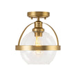 Load image into Gallery viewer, Farmhouze Light-Mid-Century Brass Single Clear Glass Globe Ceiling Light-Ceiling Light-Brass-
