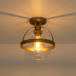 Load image into Gallery viewer, Farmhouze Light-Mid-Century Brass Single Clear Glass Globe Ceiling Light-Ceiling Light-Brass-
