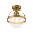 Load image into Gallery viewer, Farmhouze Light-Mid-Century Brass Single Clear Glass Globe Ceiling Light-Ceiling Light-Brass-
