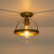 Load image into Gallery viewer, Farmhouze Light-Mid-Century Brass Single Clear Glass Globe Ceiling Light-Ceiling Light-Brass-
