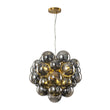 Load image into Gallery viewer, Farmhouze Light - Mid - Century Brass Smoked Glass Globe Bubble Chandelier - Chandelier - Brass - 
