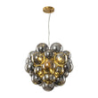 Load image into Gallery viewer, Farmhouze Light - Mid - Century Brass Smoked Glass Globe Bubble Chandelier - Chandelier - Brass - 
