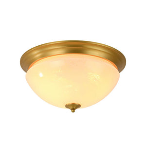 Farmhouze Light - Mid - Century Brass White Cloud Glass Round Ceiling Light - Ceiling Light - Brass - 