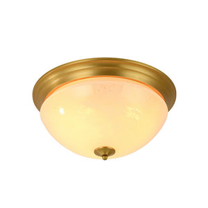 Farmhouze Light - Mid - Century Brass White Cloud Glass Round Ceiling Light - Ceiling Light - Brass - 