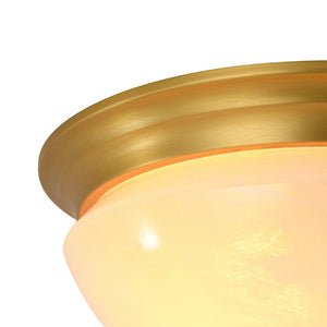 Farmhouze Light - Mid - Century Brass White Cloud Glass Round Ceiling Light - Ceiling Light - Brass - 