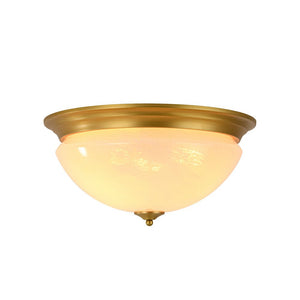 Farmhouze Light - Mid - Century Brass White Cloud Glass Round Ceiling Light - Ceiling Light - Brass - 