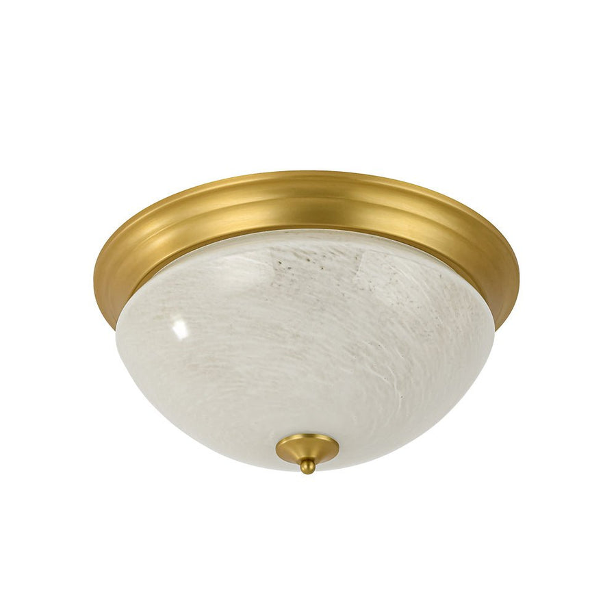 Farmhouze Light - Mid - Century Brass White Cloud Glass Round Ceiling Light - Ceiling Light - Brass - 