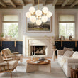 Load image into Gallery viewer, Farmhouze Light - Mid - Century Cluster White Glass Bubble Sphere Sputnik Chandelier - Chandelier - Brass - 
