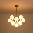 Load image into Gallery viewer, Farmhouze Light - Mid - Century Cluster White Glass Bubble Sphere Sputnik Chandelier - Chandelier - Nickel - 
