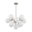 Load image into Gallery viewer, Farmhouze Light - Mid - Century Cluster White Glass Bubble Sphere Sputnik Chandelier - Chandelier - Nickel - 
