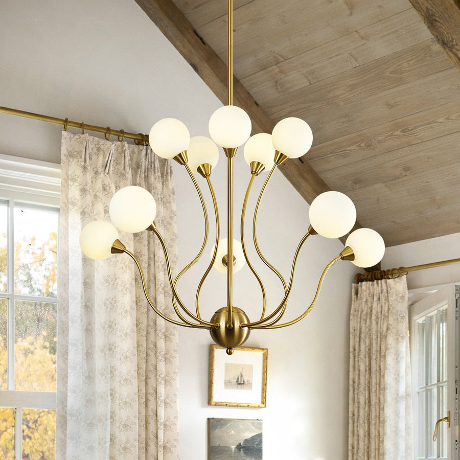 Farmhouze Light - Mid - Century Firework Milky Glass Globe Bubble Chandelier - Chandelier - 10 - Light - 