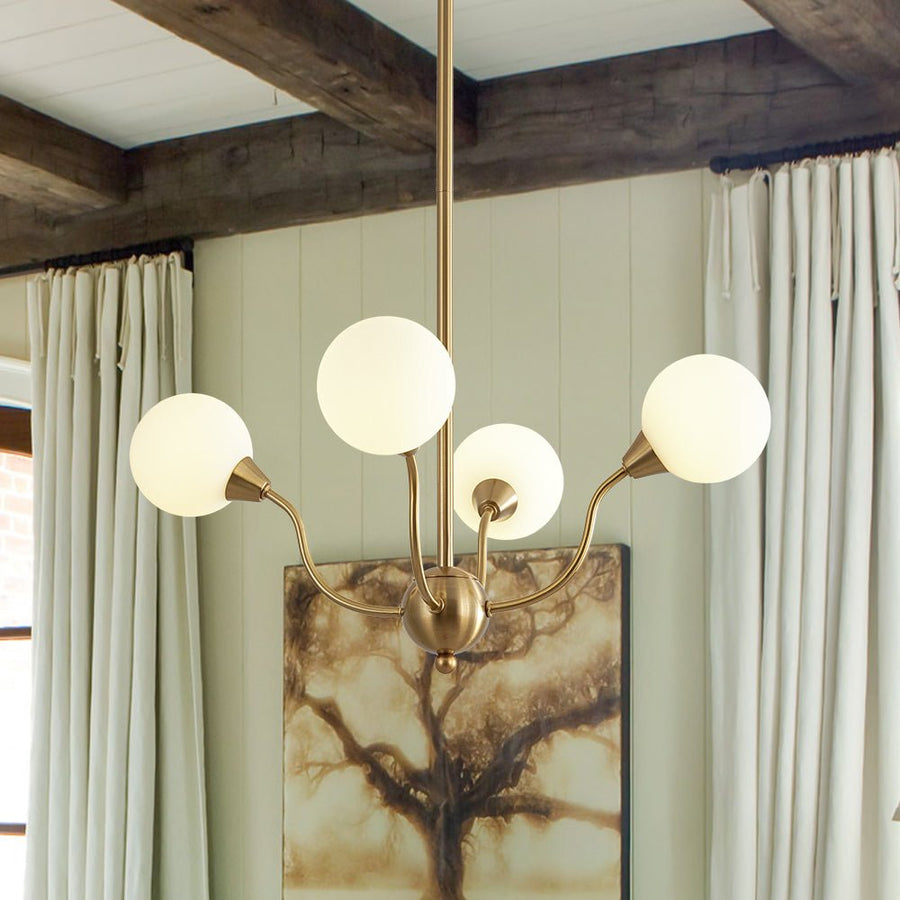 Farmhouze Light - Mid - Century Firework Milky Glass Globe Bubble Chandelier - Chandelier - 4 - Light - 