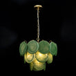Load image into Gallery viewer, Farmhouze Light-Mid-Century Forest Green Swirl Glass Round Tiered Chandelier-Chandelier-Brass-

