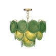 Load image into Gallery viewer, Farmhouze Light-Mid-Century Forest Green Swirl Glass Round Tiered Chandelier-Chandelier-Brass-
