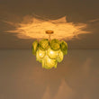 Load image into Gallery viewer, Farmhouze Light-Mid-Century Forest Green Swirl Glass Round Tiered Chandelier-Chandelier-Brass-
