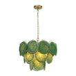 Load image into Gallery viewer, Farmhouze Light-Mid-Century Forest Green Swirl Glass Round Tiered Chandelier-Chandelier-Brass-
