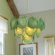 Load image into Gallery viewer, Farmhouze Light-Mid-Century Forest Green Swirl Glass Round Tiered Chandelier-Chandelier-Brass-
